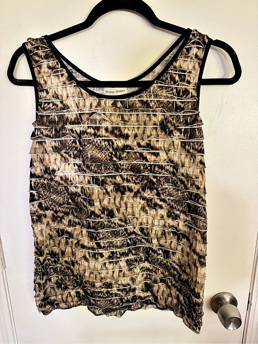 Studio Works Animal Print Tank Top in Brown & Black Size Medium